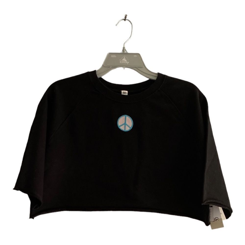 BP Peace Emblem Crop Top Black Organic Cotton Women’s M
